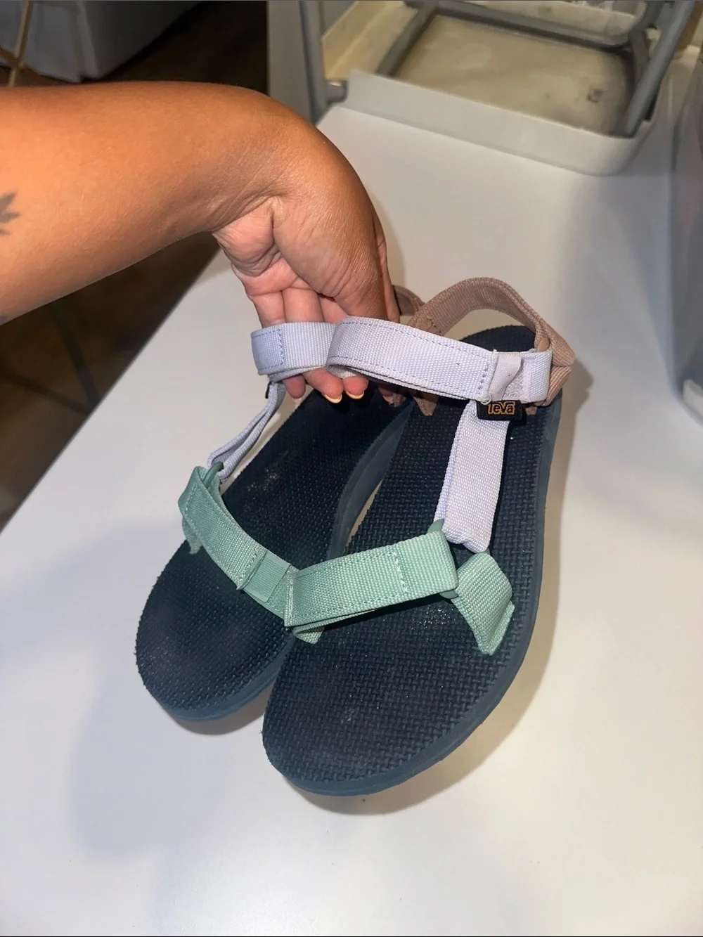 Teva Kids Multicolor Strap Sandals - White, Mint & Tan